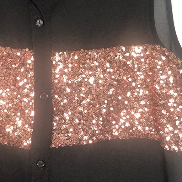 Women’s Black Sheer with Pink Sequins Sleeveless top. Size XS. Twik - Picture 2 of 6